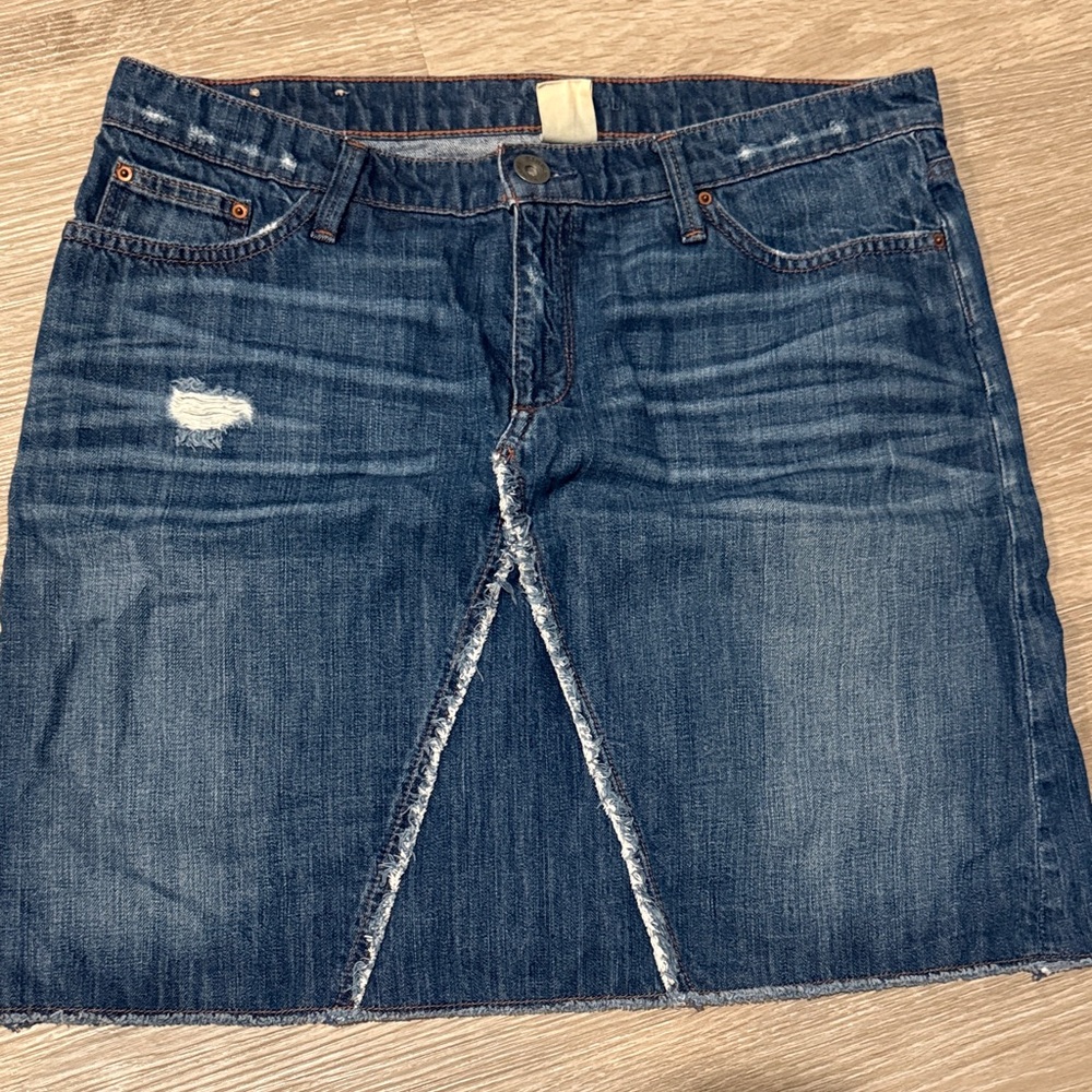 Distressed Denim Mini Skirt with Raw Hem